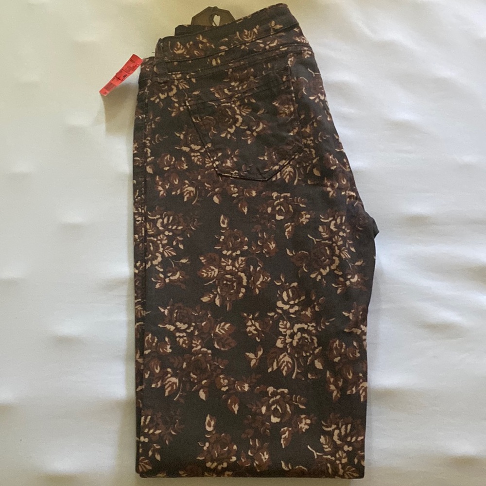 Brown Floral Jeans